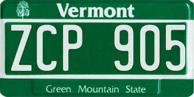 VT license plate ZCP905