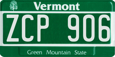 VT license plate ZCP906