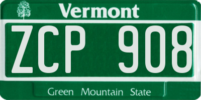 VT license plate ZCP908