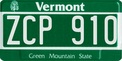 VT license plate ZCP910