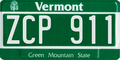 VT license plate ZCP911