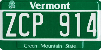 VT license plate ZCP914