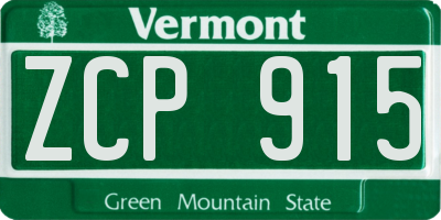 VT license plate ZCP915