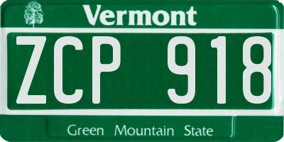 VT license plate ZCP918