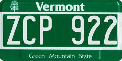 VT license plate ZCP922