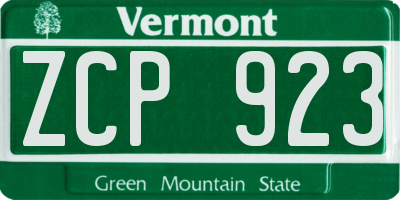 VT license plate ZCP923