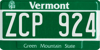 VT license plate ZCP924