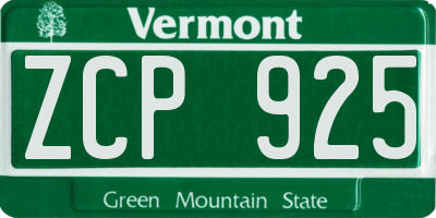 VT license plate ZCP925