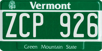 VT license plate ZCP926