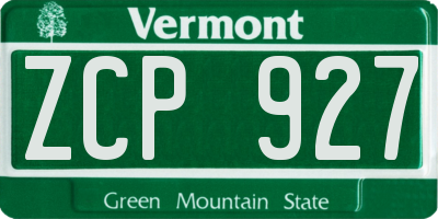 VT license plate ZCP927