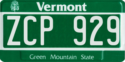 VT license plate ZCP929