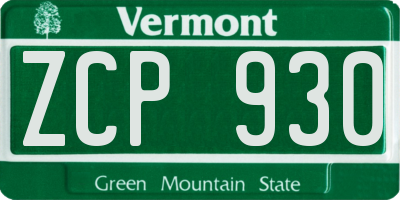 VT license plate ZCP930