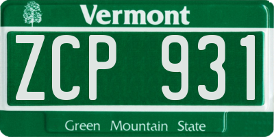 VT license plate ZCP931