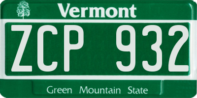 VT license plate ZCP932