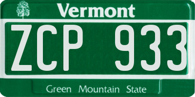 VT license plate ZCP933