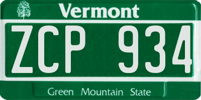 VT license plate ZCP934