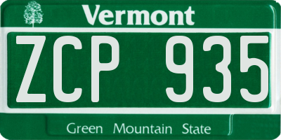VT license plate ZCP935