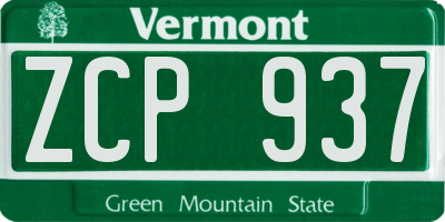 VT license plate ZCP937