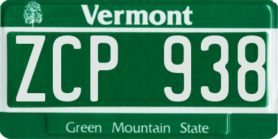 VT license plate ZCP938