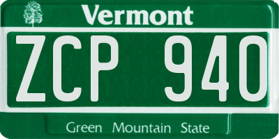 VT license plate ZCP940