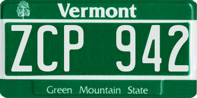 VT license plate ZCP942