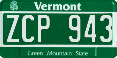 VT license plate ZCP943