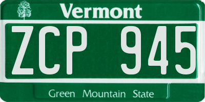 VT license plate ZCP945