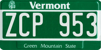 VT license plate ZCP953