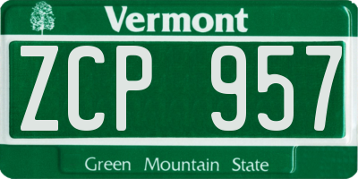 VT license plate ZCP957