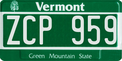 VT license plate ZCP959