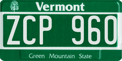 VT license plate ZCP960