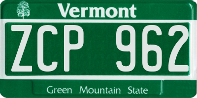 VT license plate ZCP962