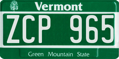 VT license plate ZCP965