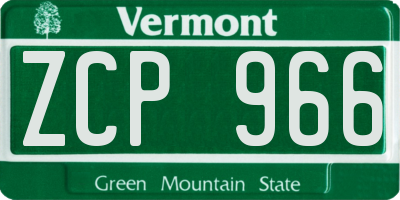 VT license plate ZCP966