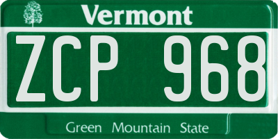 VT license plate ZCP968