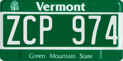 VT license plate ZCP974