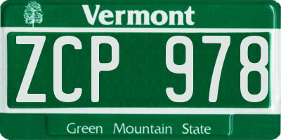 VT license plate ZCP978