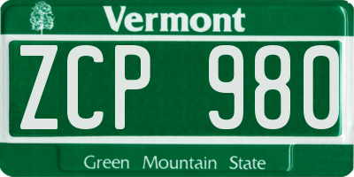 VT license plate ZCP980