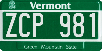 VT license plate ZCP981