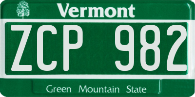 VT license plate ZCP982