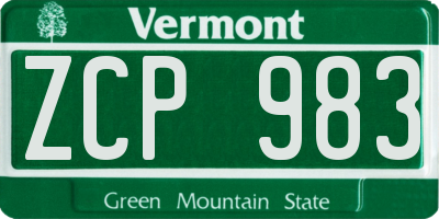 VT license plate ZCP983