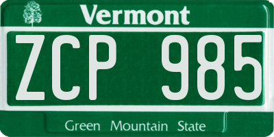 VT license plate ZCP985