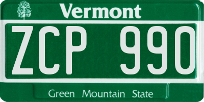 VT license plate ZCP990
