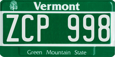 VT license plate ZCP998