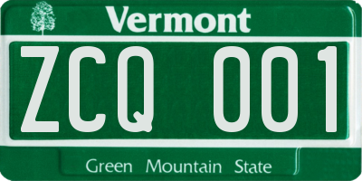 VT license plate ZCQ001