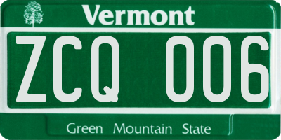 VT license plate ZCQ006
