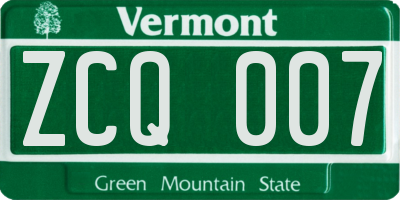 VT license plate ZCQ007