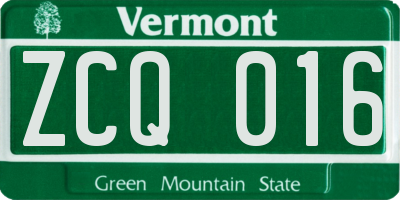 VT license plate ZCQ016