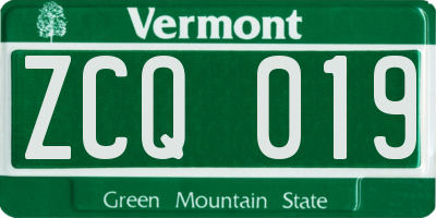VT license plate ZCQ019