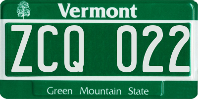 VT license plate ZCQ022